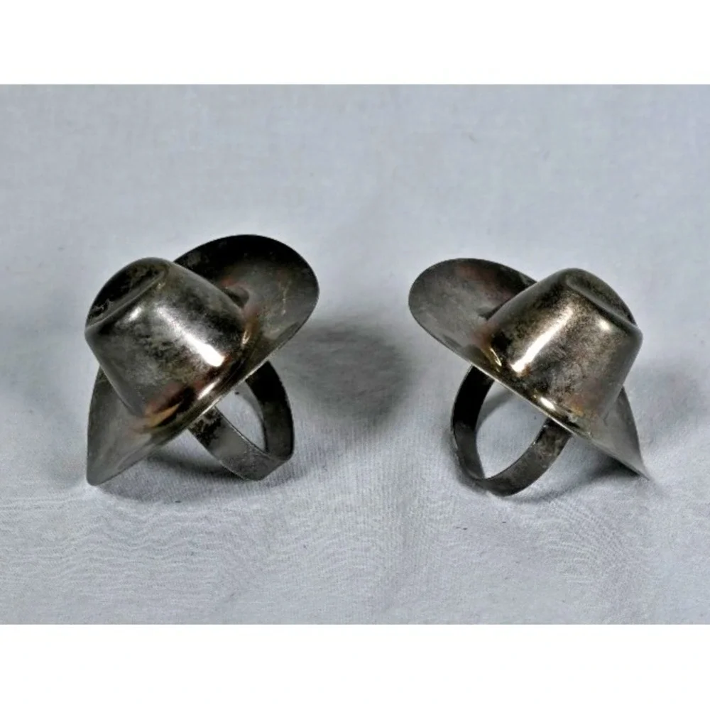 Set of 2 Vintage Western Cowboy Hat Napkin Rings Rustic Table Decor